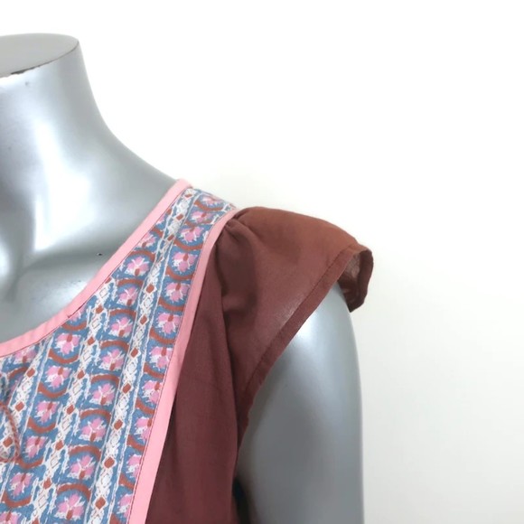 Ulla Johnson Midi Dress Loretta Dark Rose Indian Floral Print Cotton Size 10 - Picture 3 of 8